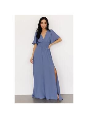 NEW Balticborn Dress Womens M Verona Smocked Chiffon Maxi Blue